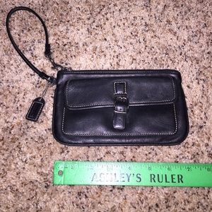 Authentic Black Leather Coach Wristlette