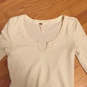 White Free People thermal cuffed top