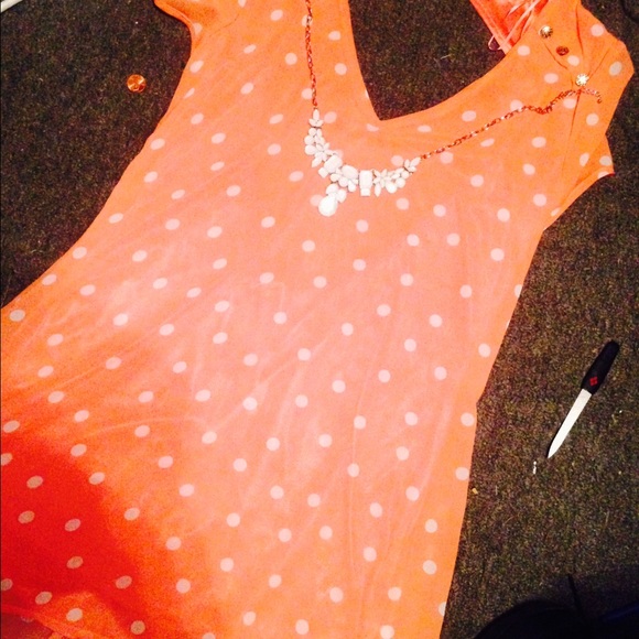 Coral backless polka dotted dress
