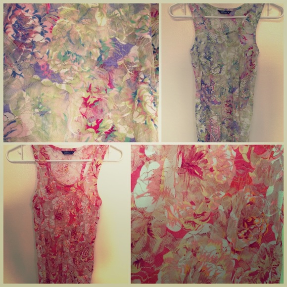 Bundle! Two see-through flowery tanks