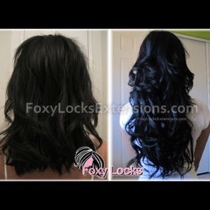 Foxy locks clip in hair extensions in jet black