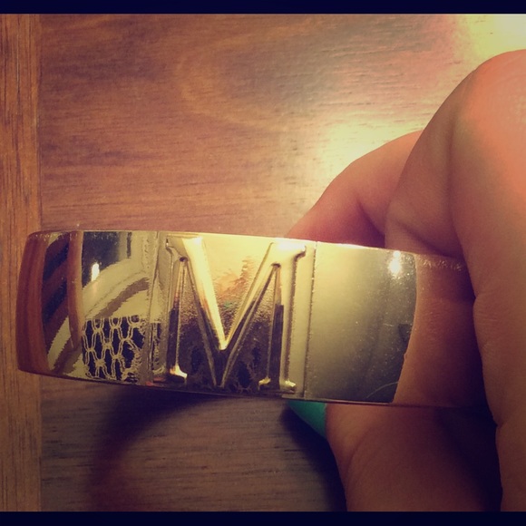 Gold "M" initial bangle bracelet