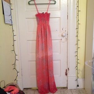 Pink floral maxi dress