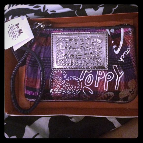Coach Handbags - Pink and Purple Poppy Coach Wristlet w/ tags!!!