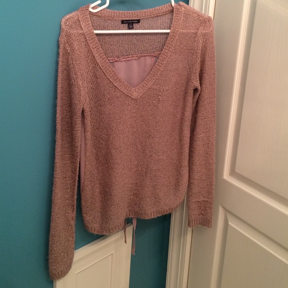 American Eagle Light Pink Sweater With Sheer Back