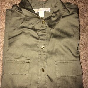 Michael kors army green button down