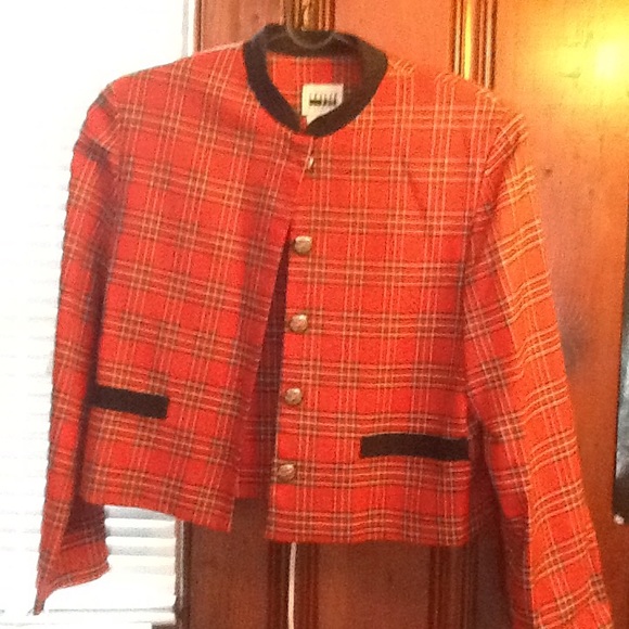 Red Plaid Crop Blazer PRICE DROP!!