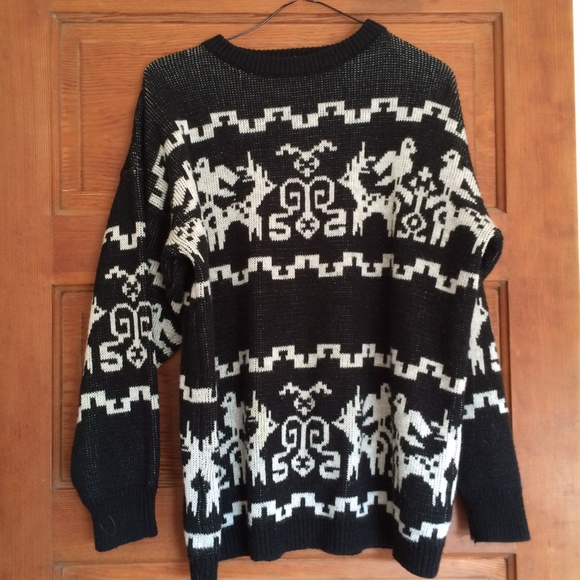 Black and white knitted sweater