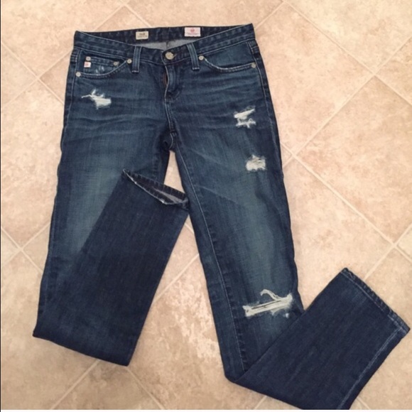 AG Jeans "The Stilt" Cigarette Leg Destroyed Denim
