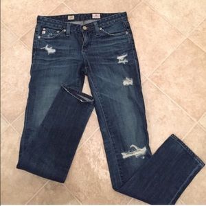 AG Jeans "The Stilt" Cigarette Leg Destroyed Denim
