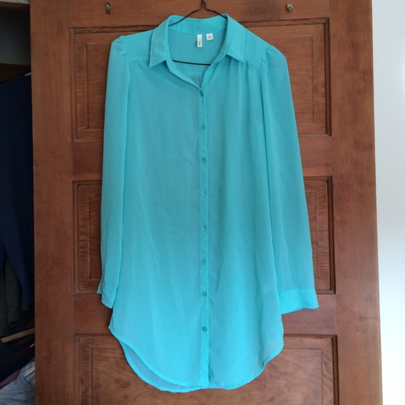 Blue shear button up from Nordstrom