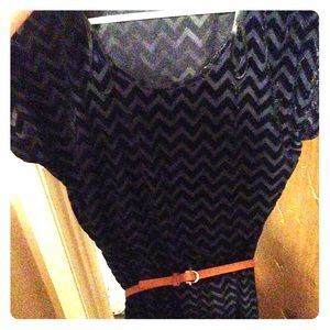 Blue chevron knee length dress