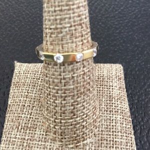 Gold Plated Round CZ Style Band Ring. 925 Sterling