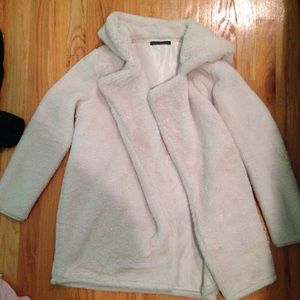 Hooded faux fur coat