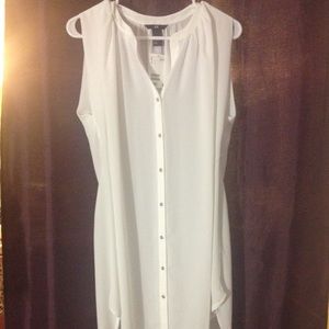 Sleeveless white blouse