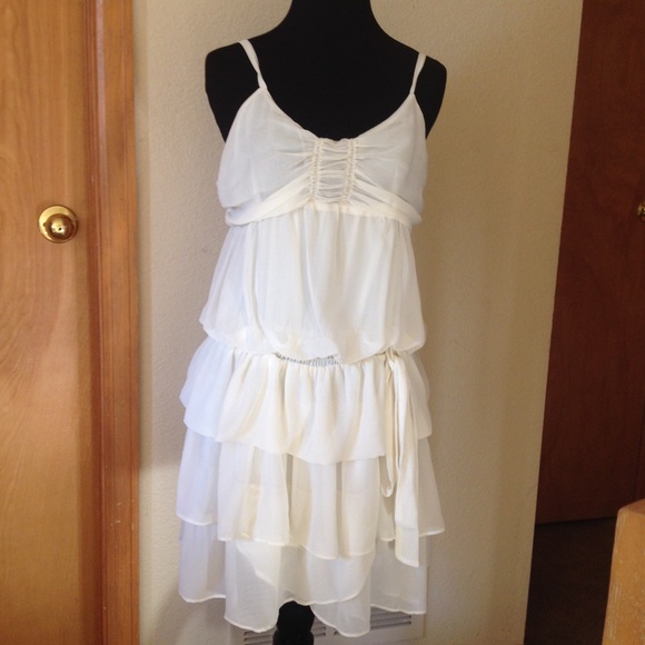 Tiered cream dress