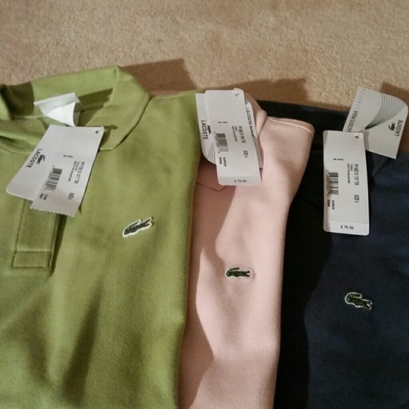 SOLD!!! 3 Lacoste T-shirts Blue/Pink & Green