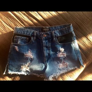 Forever 21 high waisted shorts w/ leather pockets