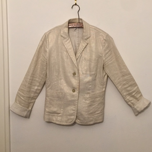J crew gold linen blazer