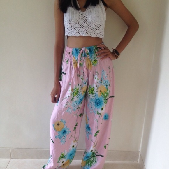 handmade Pants - DROP! I dream of genie! Floral harem pants