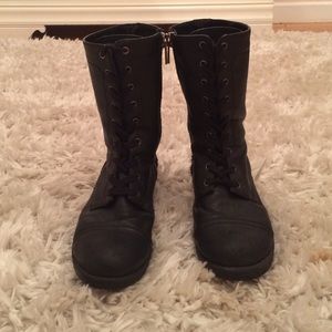 Black combat boots