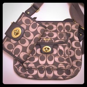 Authentic coach side purse and matching wallet