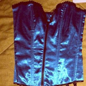 Fredricks zip front corsette- aqua blue