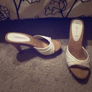 #white #whiteheels #woodenheel