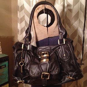 Chocolate Vegan Leather Pad Lock Bag