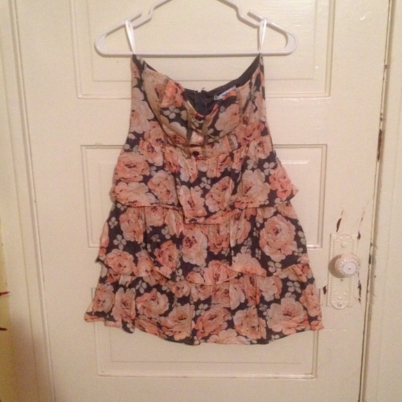 Strapless floral dress