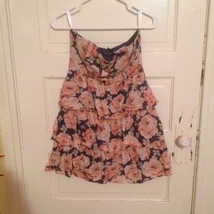 Strapless floral dress