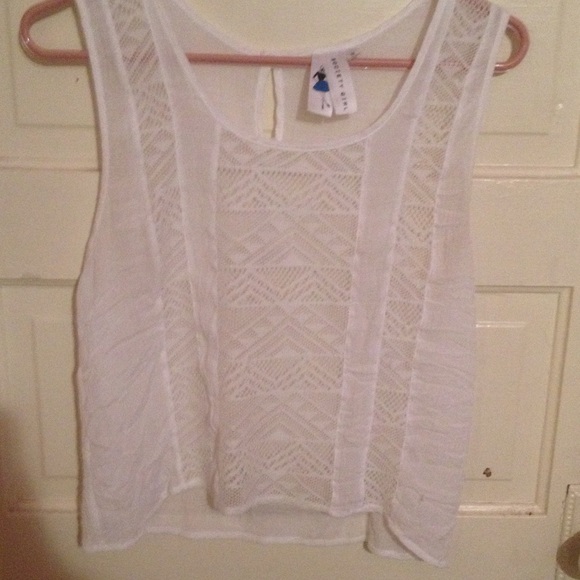 See-through, white crop tee