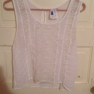 See-through, white crop tee