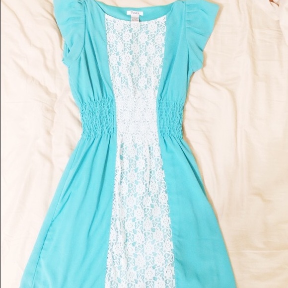 Teal with lace dress