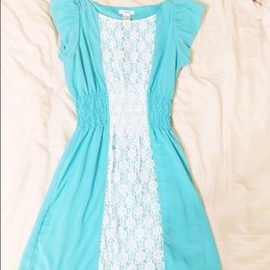 Teal with lace dress