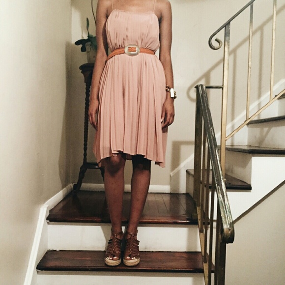 Pleated pale pink summer dress