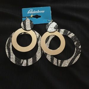 Silver,gold & black earrings