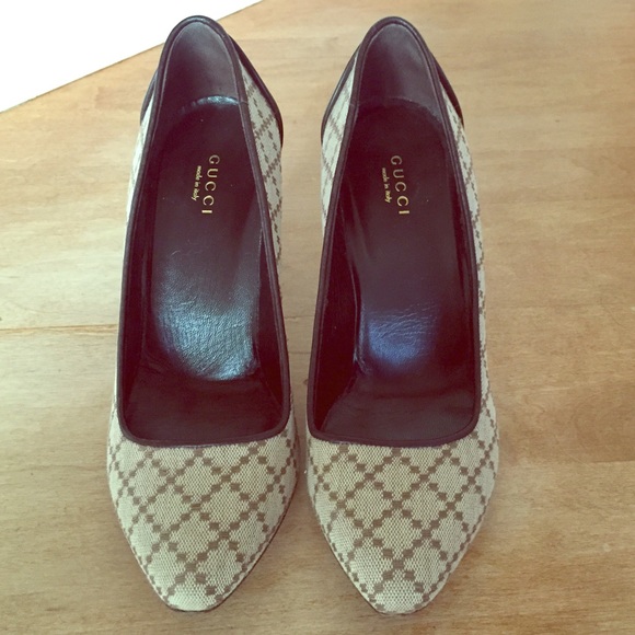 Authentic Gucci Diamanté Canvas Heels