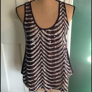 Black sequin flowy tank top-going out-party-sparkl