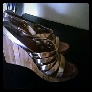 Miu miu golden wedges! !!gently worn