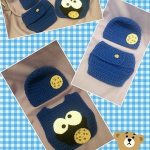 Baby bib, diaper cover and hat