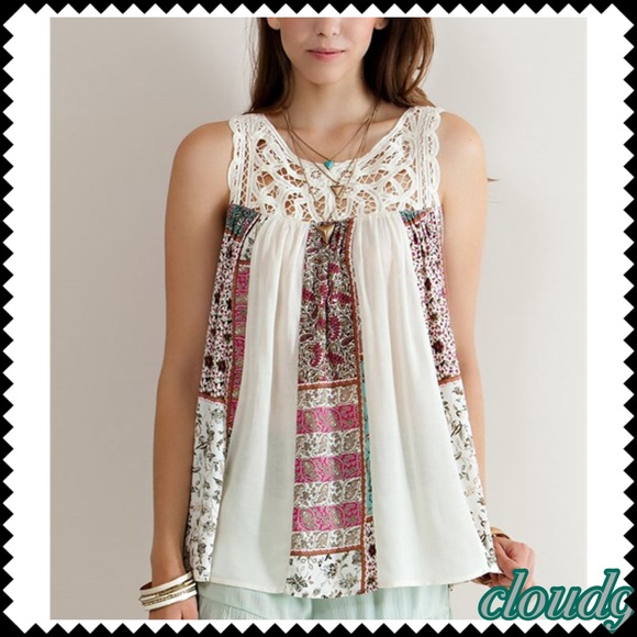 One left 🍃🆕Boho Patch / Ivory Top NEW