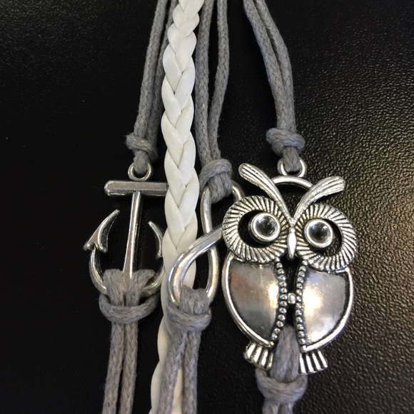 Jewelry - Gray and white owl Infinity anchor bracelet