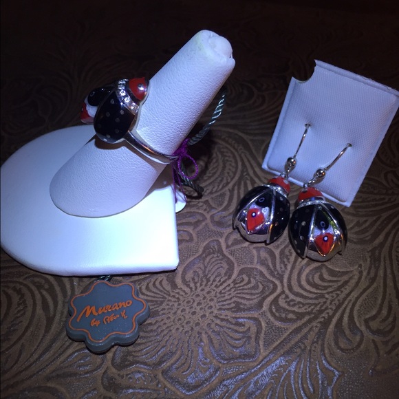 Murano Glass silver 925 Ring +earrings by Alan K - Picture 2 of 4