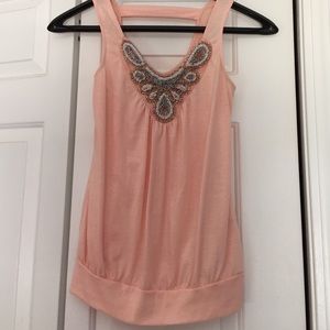 Ann Taylor petite peach beaded tank top
