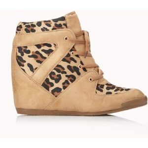 Forever 21 leopard sneaker wedges sz 10