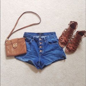 High waisted denim shorts