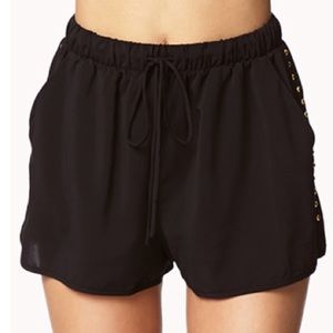 Forever 21 Black with gold studded silk shorts