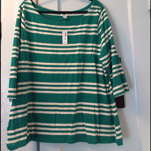 SOLD-Old Navy Green & White Striped Tee - Picture 4 of 4