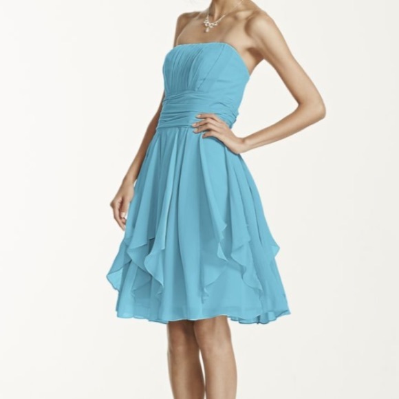 David's Bridal Strapless Chiffon Dress sz 10